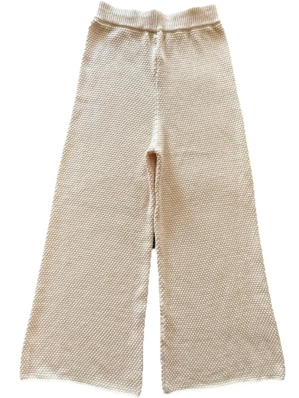 Sincerely Jules Knit Wide Leg Lounge Pants Cream Textured Cozy M NWT Beach - Picture 2 of 11